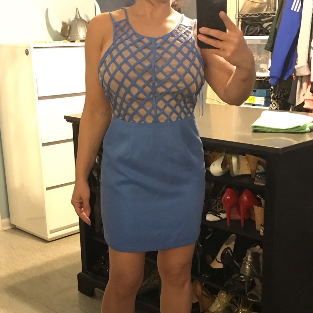 NWT Finders Keepers Small Dress Blue Nude